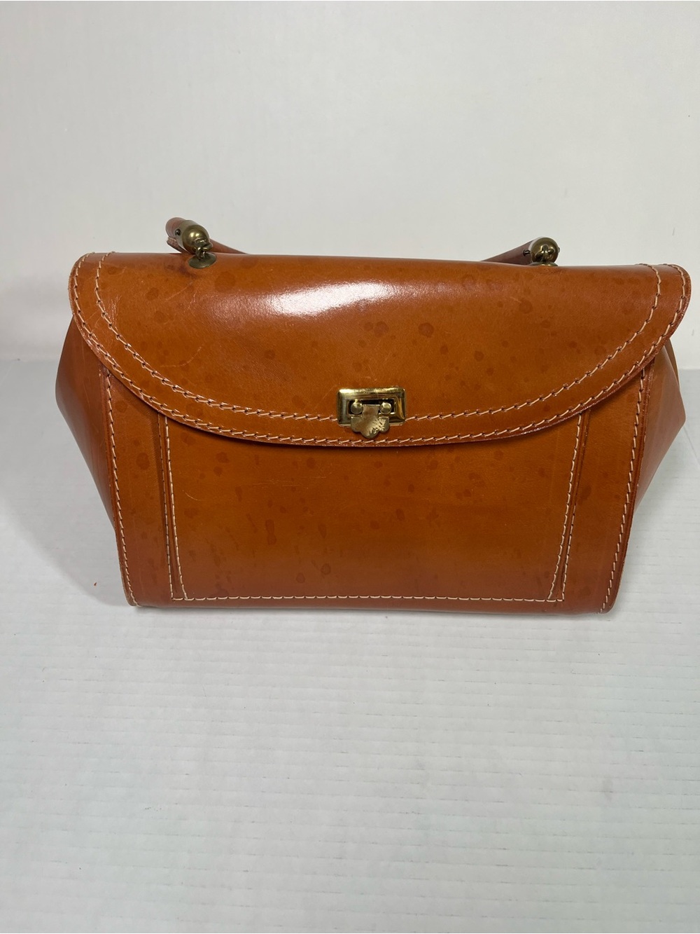 Vintage Classic Tan Leather Top-Handle Women's Bag